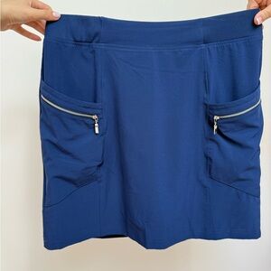 Chico's Blue Mini Skirt with Zipper Pockets